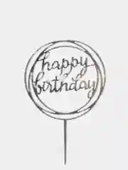 Серебряный топпер для торта "happy birthday" (С днем рождения)