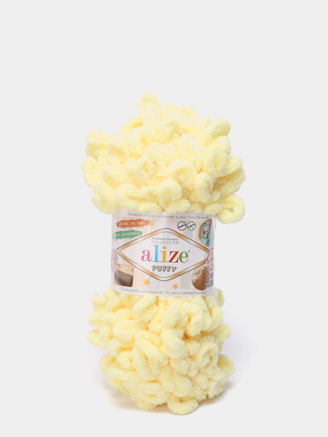 Лимонный пряжа Alize puffy, большие петельки, микрополиэстр, 100 г