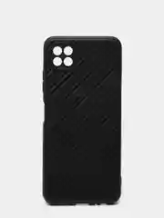 Черный чехол карбон Samsung A22S с защитой камеры