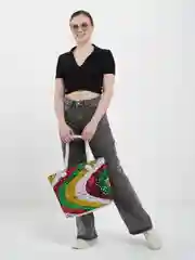 Тёмно-зелёный сумка женская с пайетками