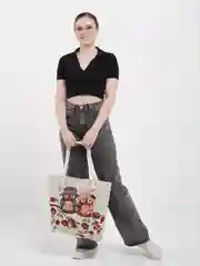 Кремовый сумка женская льняная