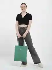 Зеленый шоппер хлопковый, двухсторонний