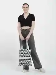 Голубой шоппер хлопковый, двухсторонний