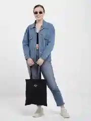 Черный шоппер хлопковый, двухсторонний