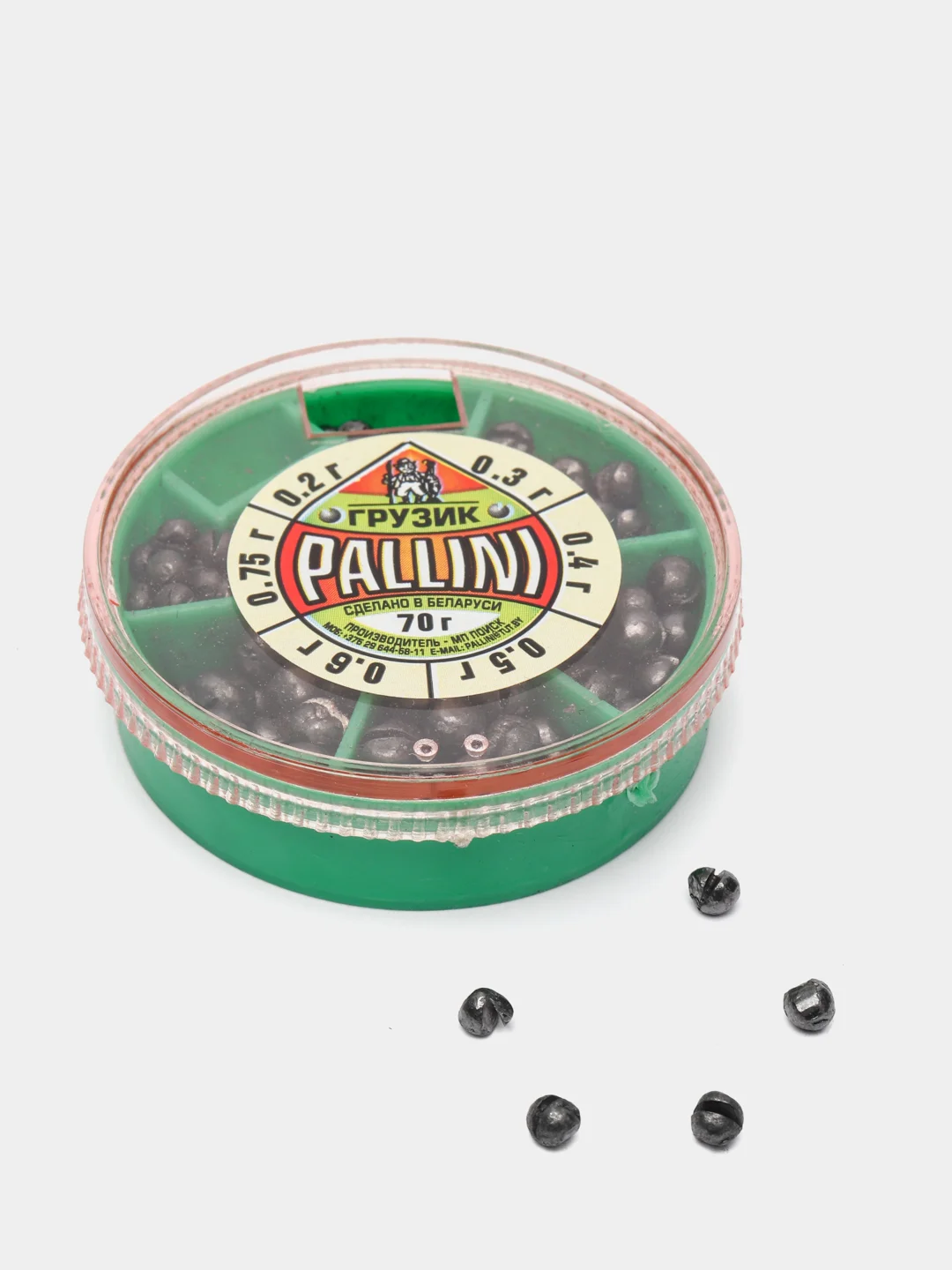 Зеленый набор рыболовных грузил / груз PALLINI (70-80-100гр)