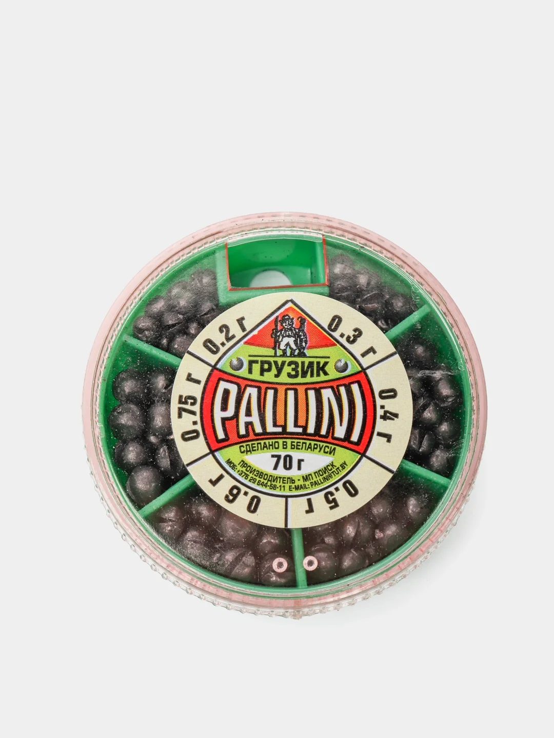 Зеленый набор рыболовных грузил / груз PALLINI (70-80-100гр)