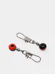 Красный карабин + вертлюг со скользящей бусиной power swivel