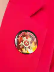 Багровый значок "Орден Отечественная война", "День победы", "9 мая", 56 мм