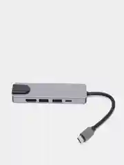 Стыковочная док-станция хаб USB Type-C / RJ45 Hub + HDMI + USB 3.0 + USB-C