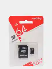 Карта памяти SmartBuy micro-SDXC Class 10, c адаптером, 64 GB