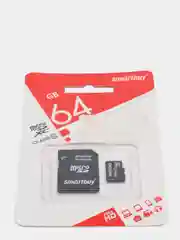 Карта памяти SmartBuy micro-SDXC Class 10, c адаптером, 64 GB