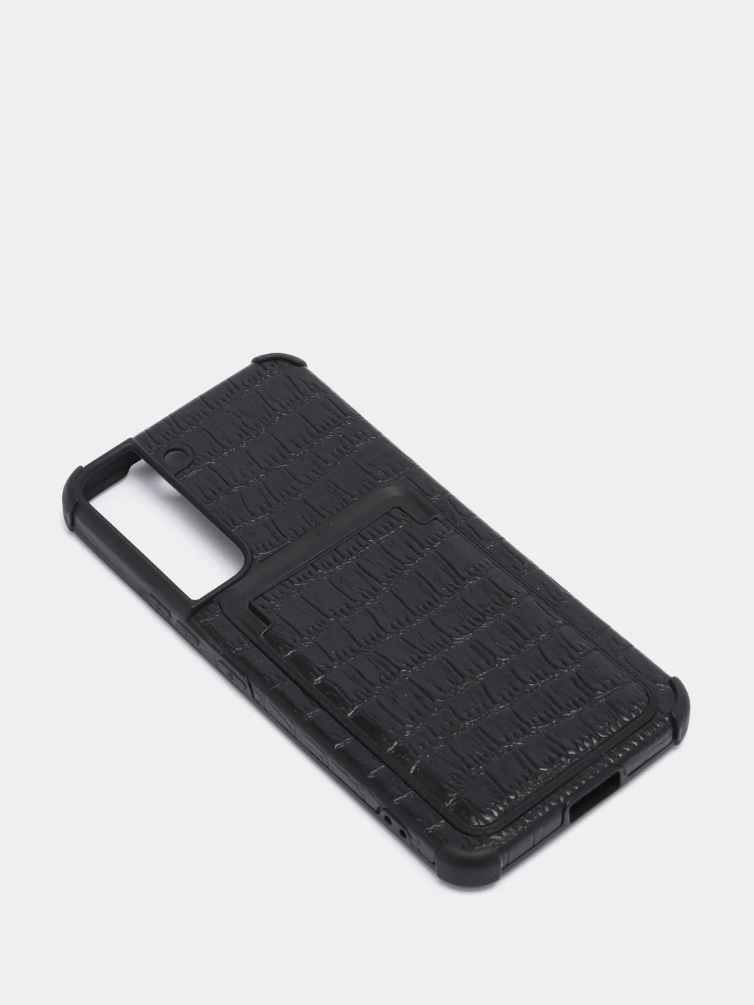 Черный чехол Samsung Galaxy S22, S22 Plus, S22 Ultra, Галакси С22, под кожу с карманом для карты