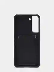 Черный чехол Samsung Galaxy S22, S22 Plus, S22 Ultra, Галакси С22, под кожу с карманом для карты