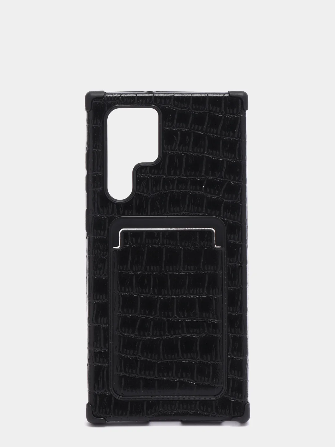 Черный чехол Samsung Galaxy S22, S22 Plus, S22 Ultra, Галакси С22, под кожу с карманом для карты