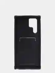 Черный чехол Samsung Galaxy S22, S22 Plus, S22 Ultra, Галакси С22, под кожу с карманом для карты