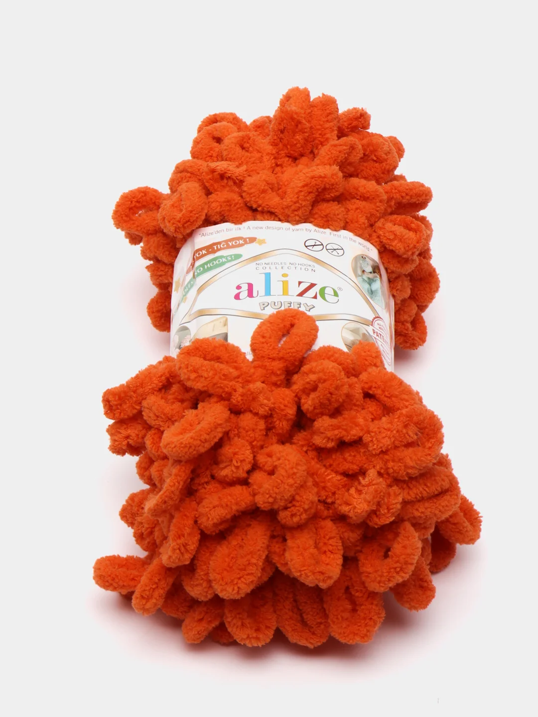 Рыжий пряжа Alize Puffy, петельки большие, микрополиэстер, 100 г, 9 м