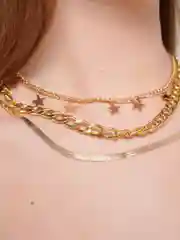 Золотой тройная цепь ожерелье