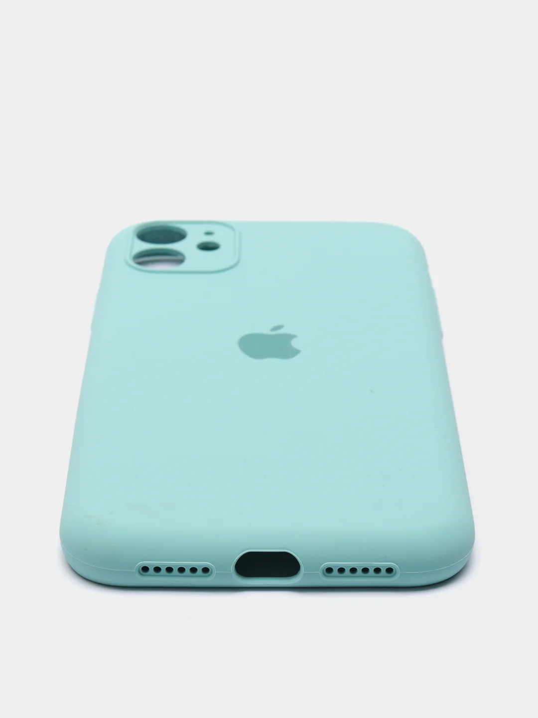 Бирюзовый чехол Silicone Case iPhone 11 с защитой камеры с бархатной подкладкой