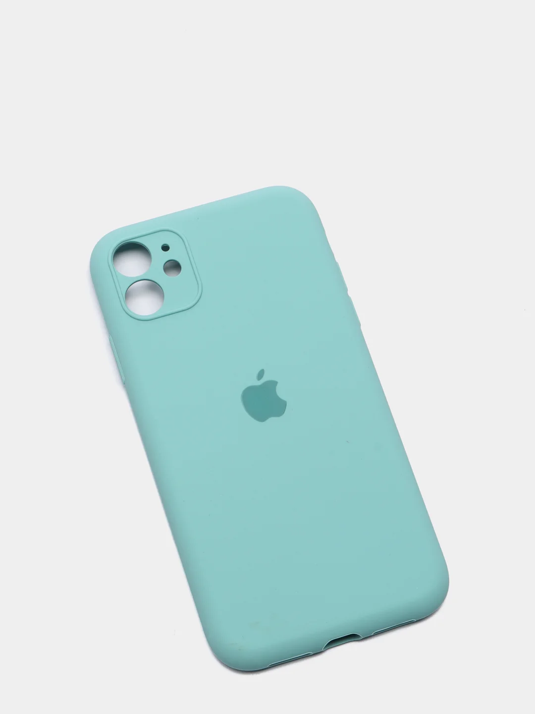Бирюзовый чехол Silicone Case iPhone 11 с защитой камеры с бархатной подкладкой