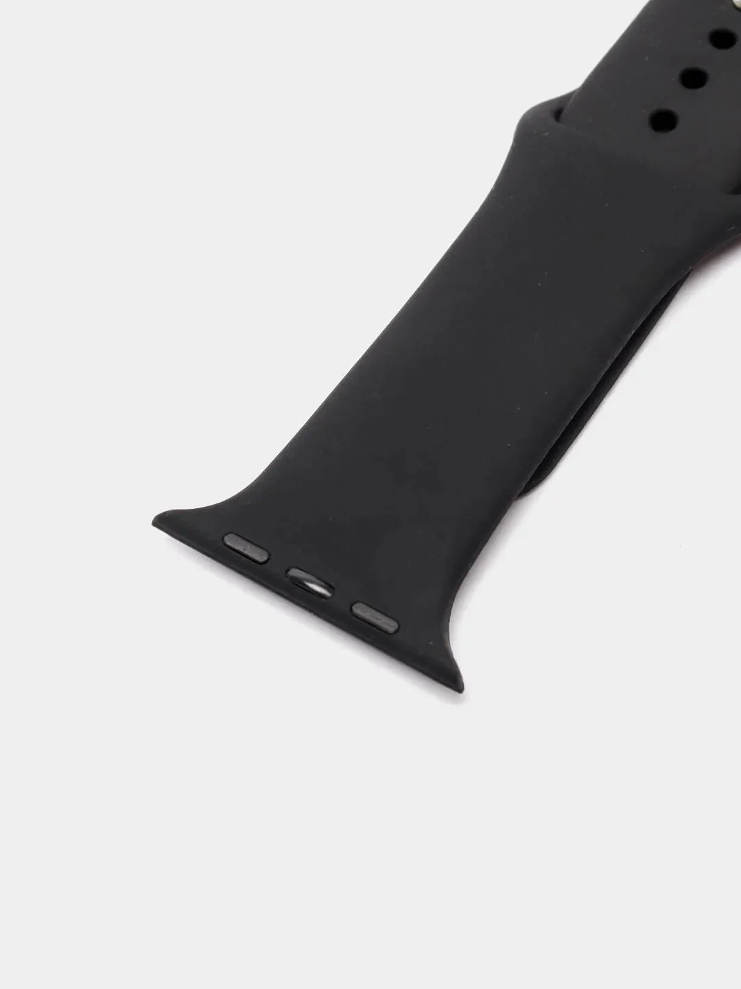 Черный силиконовый ремешок для Apple Watch 3, 4, 5, 6, SE , 7 на 38/42/40/44 (эпл вотч)