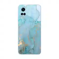 Светло-синий силиконовый чехол на Vivo Y31/Y53s 4G / Виво Y31 прозрачный, с рисунком, защита камеры