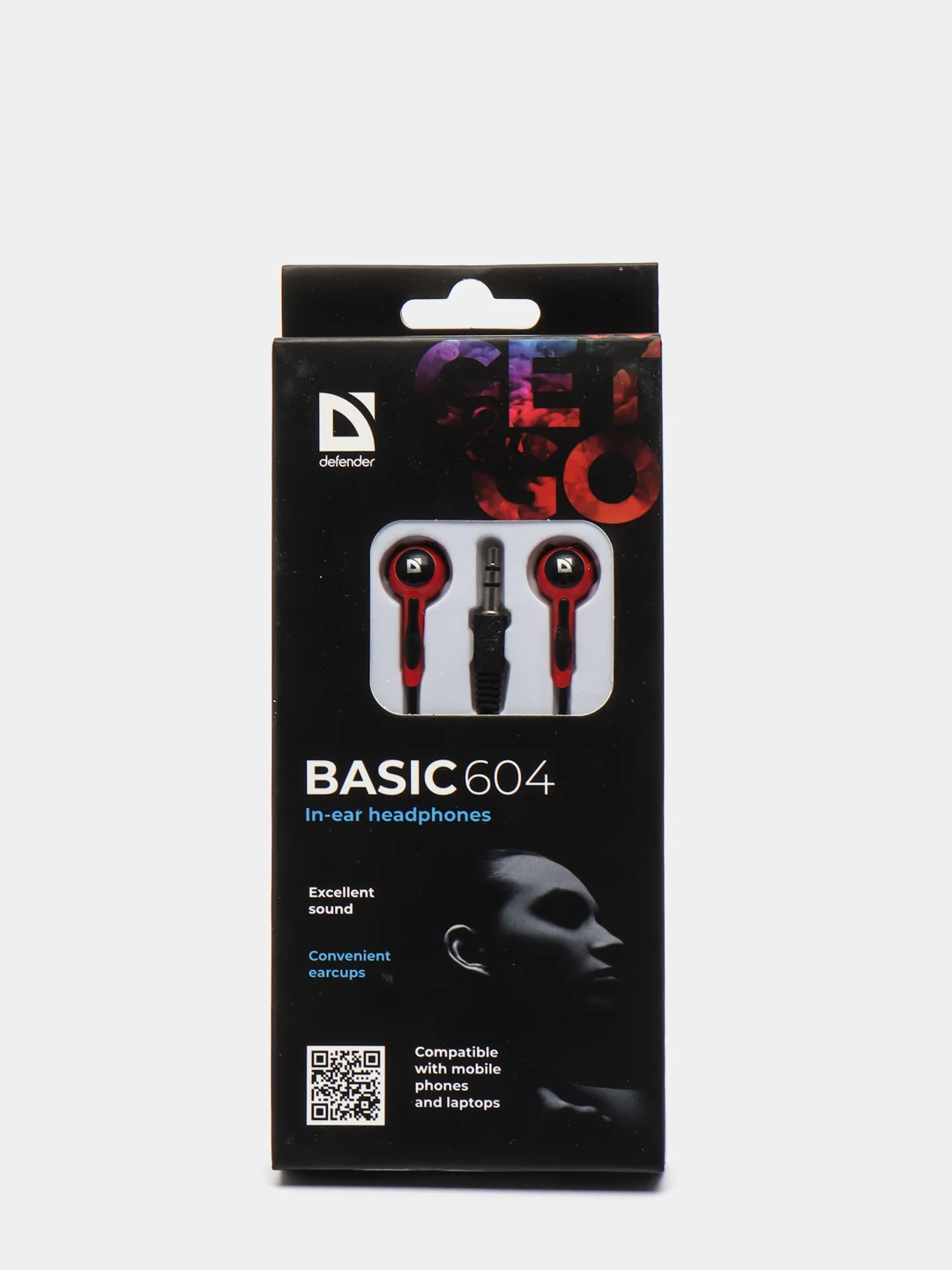 Наушники вставки Defender Basic 604 черный + красный