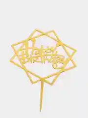 Золотой топпер для торта Happy birthday ( С днем рождения)