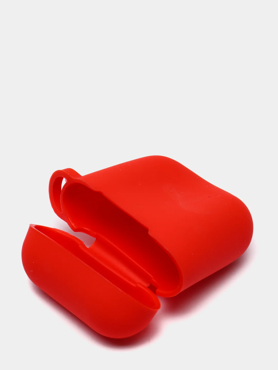 Красный чехол для наушников Airpods 2 c карабином силиконовый