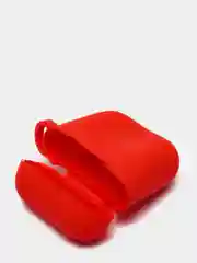 Красный чехол для наушников Airpods 2 c карабином силиконовый