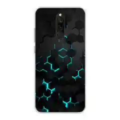 Бирюзовый силиконовый чехол на Xiaomi Redmi 8 / Сяоми Редми 8 прозрачный, с рисунком, защита камеры
