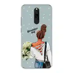 Тёмно-серый силиконовый чехол на Xiaomi Redmi 8 / Сяоми Редми 8 прозрачный, с рисунком, защита камеры