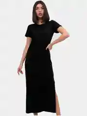Черный платье женское, миди, с боковым разрезом