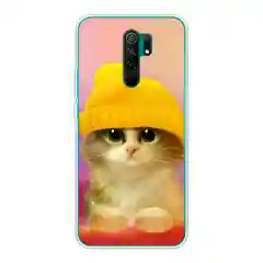 Желтый силиконовый чехол на Xiaomi Redmi 9 / Сяоми Редми 9 прозрачный, с рисунком, защита камеры