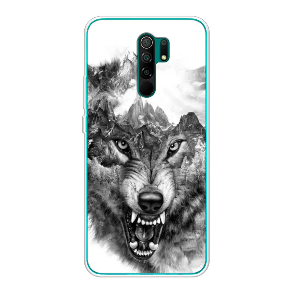 Приглушённый хаки силиконовый чехол на Xiaomi Redmi 9 / Сяоми Редми 9 прозрачный, с рисунком, защита камеры