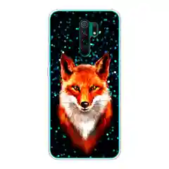 Рыжий силиконовый чехол на Xiaomi Redmi 9 / Сяоми Редми 9 прозрачный, с рисунком, защита камеры