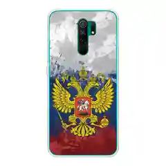 Синий силиконовый чехол на Xiaomi Redmi 9 / Сяоми Редми 9 прозрачный, с рисунком, защита камеры
