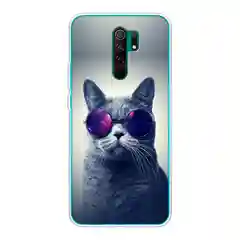 Синий меланж силиконовый чехол на Xiaomi Redmi 9 / Сяоми Редми 9 прозрачный, с рисунком, защита камеры