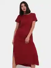 Коралловый меланж платье женское, миди, с боковым разрезом