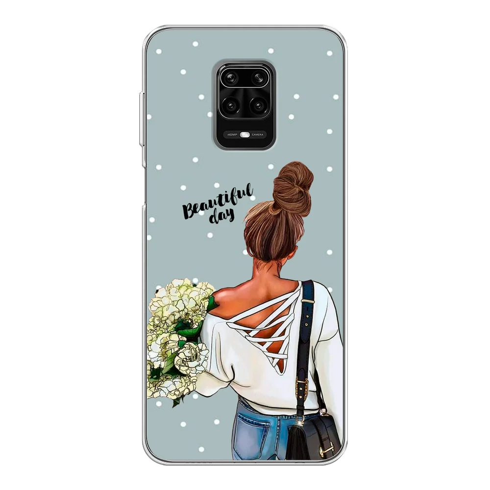 Тёмно-серый чехол на Xiaomi Redmi Note 9S/9 Pro / Сяоми Редми Нот 9S/9 Про прозрачный, с рисунком