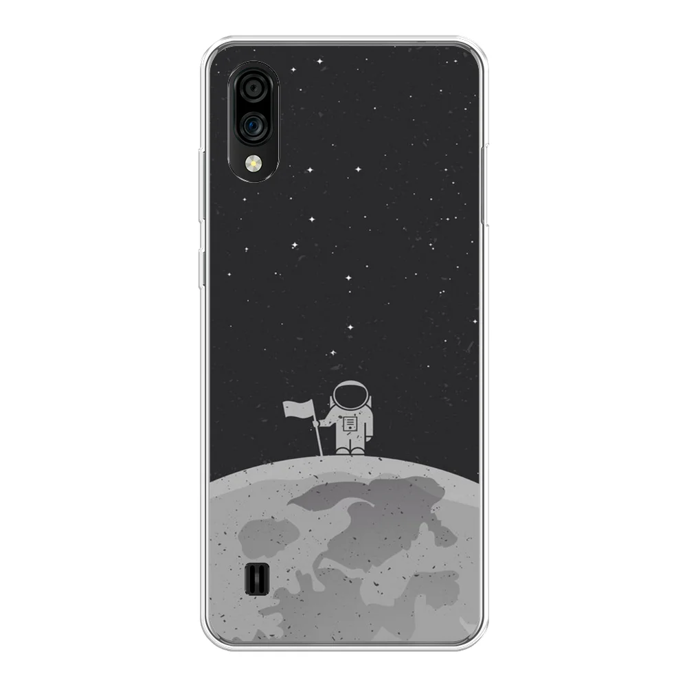 Серебряный чехол на ZTE Blade A51 lite/Blade A5 (2020) / ЗТЕ Блэйд А51 Лайт прозрачный, с рисунком