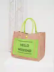 Лайм сумка женская с принтом Hello Weekend под лен