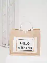 Белый сумка женская с принтом Hello Weekend под лен