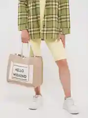 Белый сумка женская с принтом Hello Weekend под лен