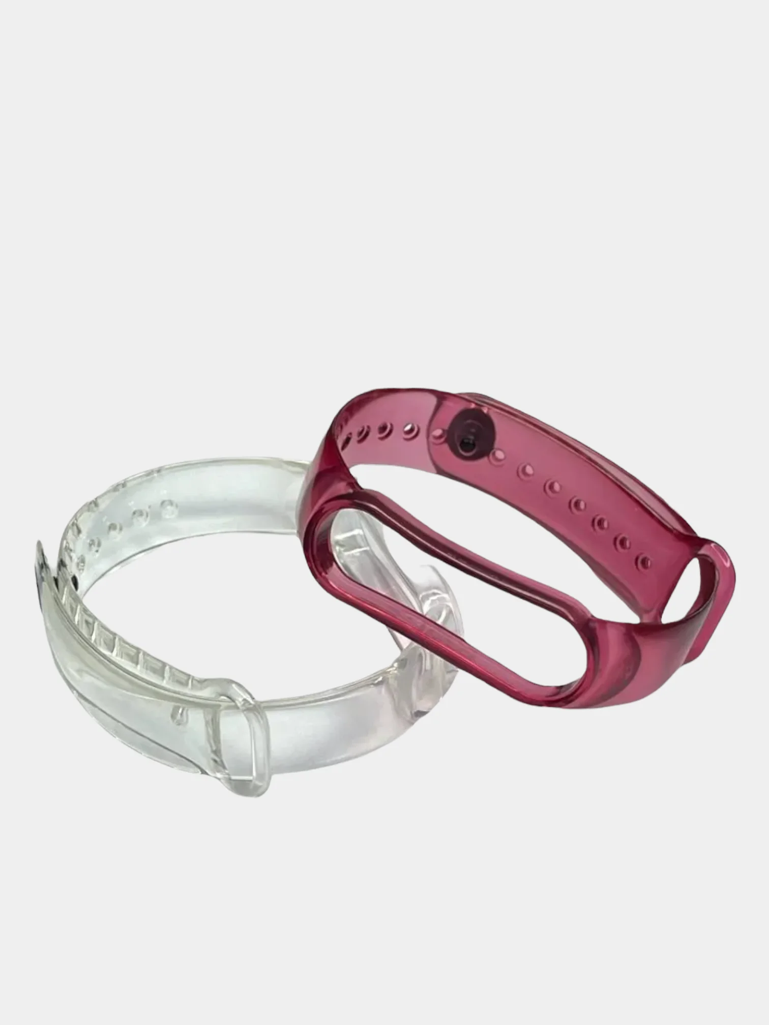 Вишнёвый прозрачный силиконовый ремешок хамелеон для Xiaomi Mi Band 3 /4 / 5 / 6 / 7