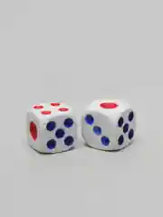 Кости кубики игральные, белые, пластиковые, 1,2 см х 1,2 см, 2 штуки