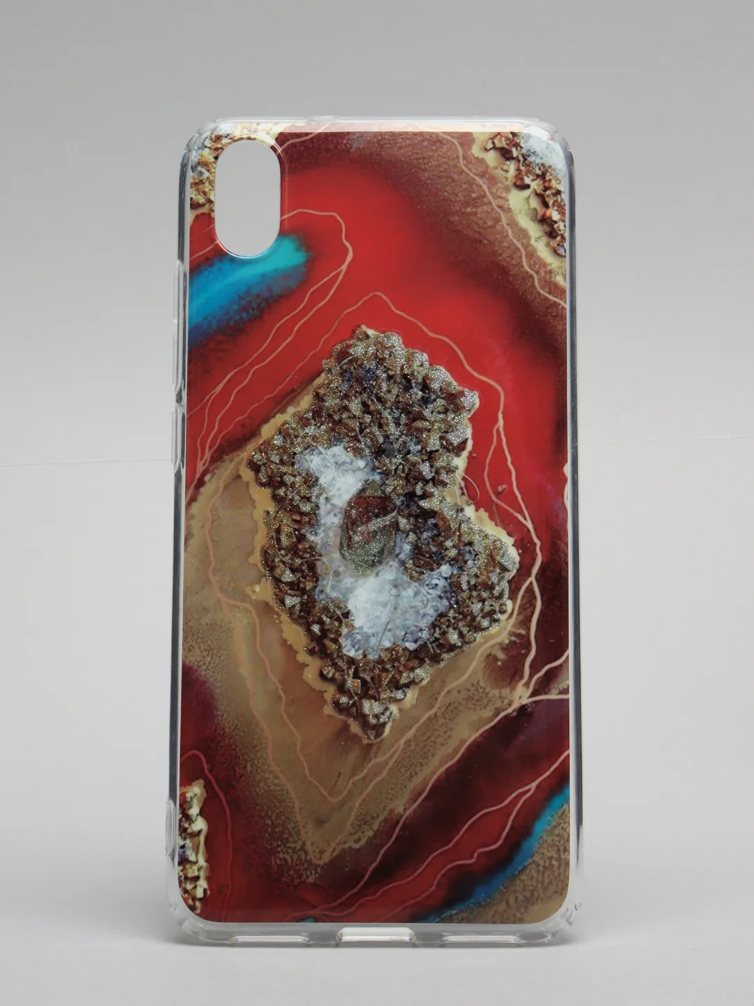 Красный чехол Xiaomi Redmi 7A, Сяоми Редми 7А силиконовый с мраморным рисунком