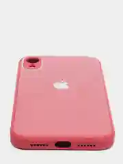 Красный чехол для iPhone Xr/ 11/ 12/ mini/ Pro/ ProMax, силиконовый со стеклянной панелью