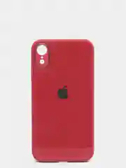 Красный чехол для iPhone Xr/ 11/ 12/ mini/ Pro/ ProMax, силиконовый со стеклянной панелью