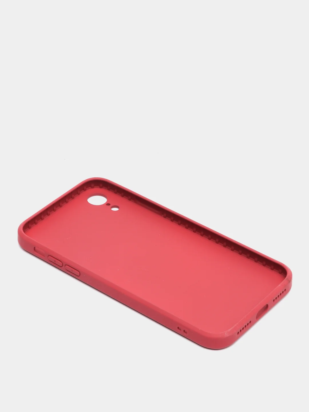 Красный чехол для iPhone Xr/ 11/ 12/ mini/ Pro/ ProMax, силиконовый со стеклянной панелью