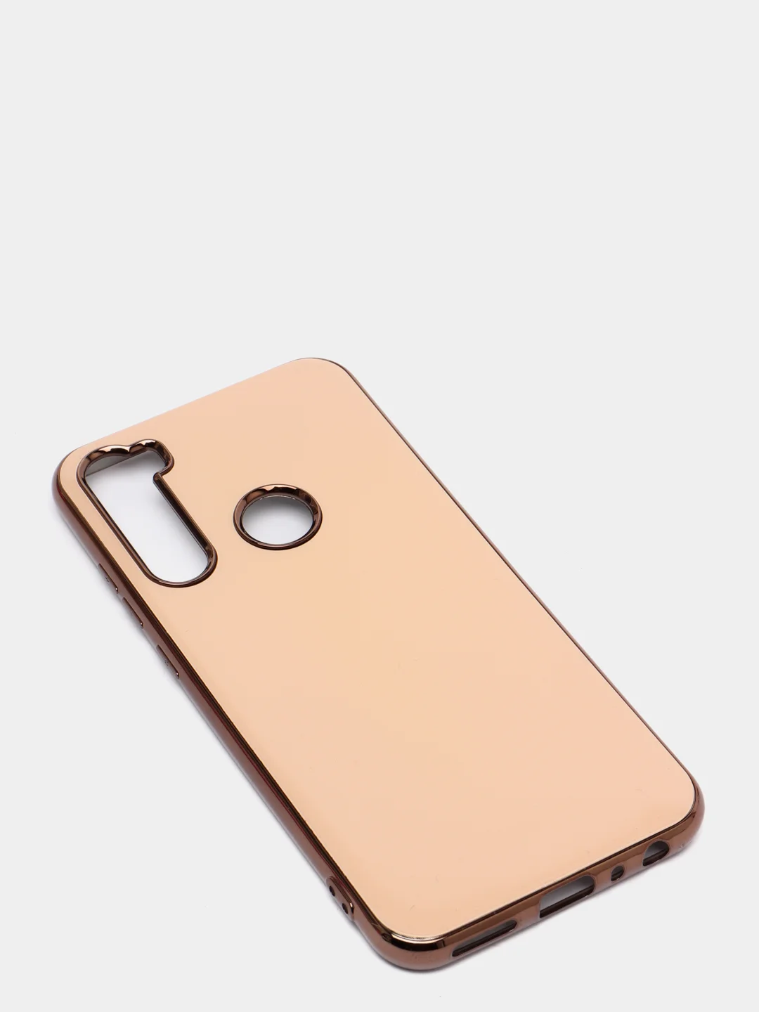 Бежевый чехол Xiaomi Redmi Note 8 2019/21 цветной, силиконовый, с глянцевой рамкой (Редми Нот 8)